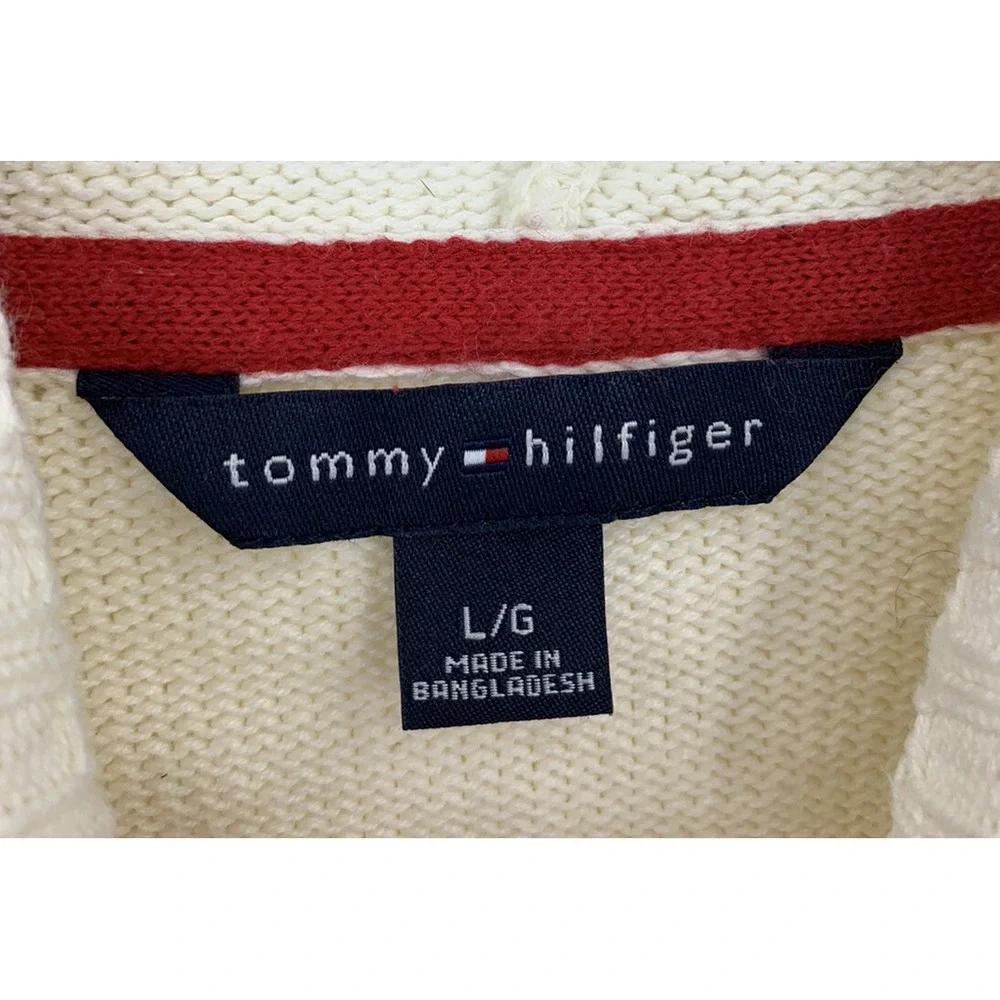 Tommy Hilfiger Girl's Large Full Zip Hooded Sweater Cardigan Preppy